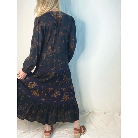 ULLA JOHNSON Varanasi Black Floral Long Sleeve Cotton Maxi Dress NWT US 4 - Picture 7 of 16